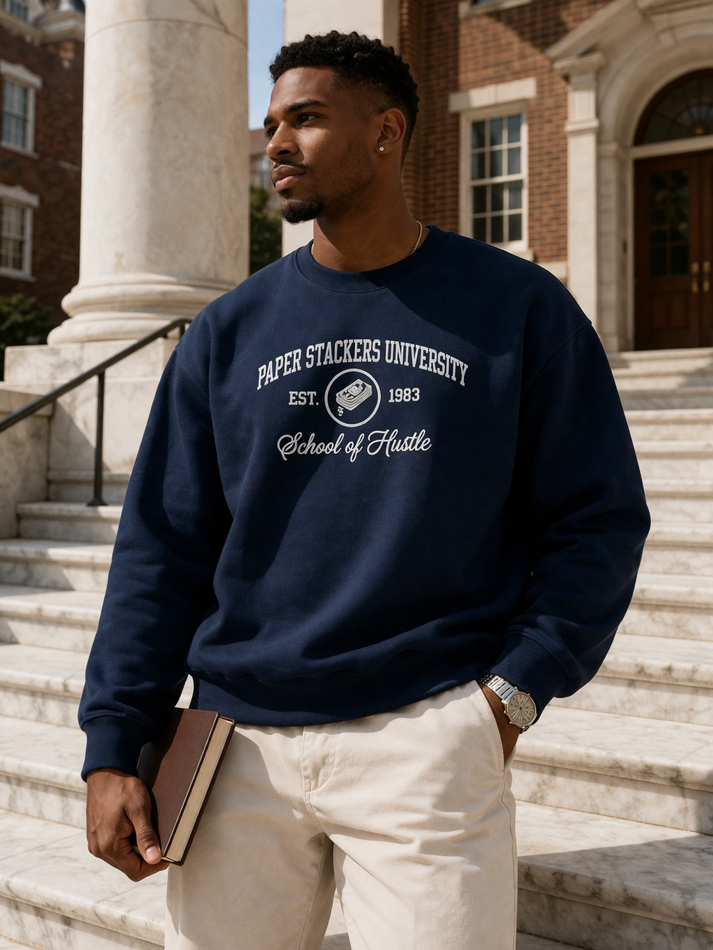 “Paper Stackers University” 8 oz Crewneck Sweatshirt