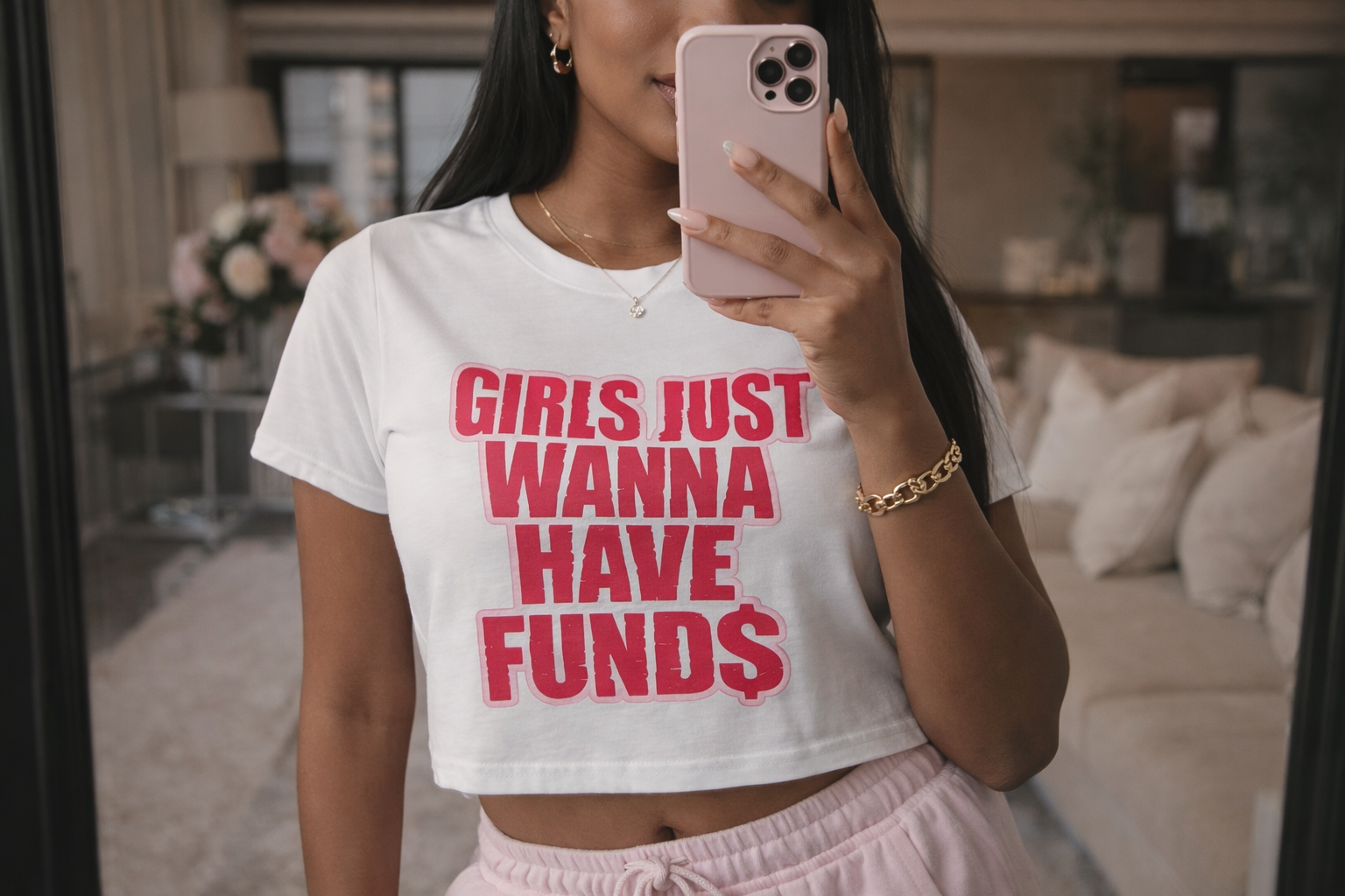 Girls Just Wanna Have Fund$ Crop Tee
