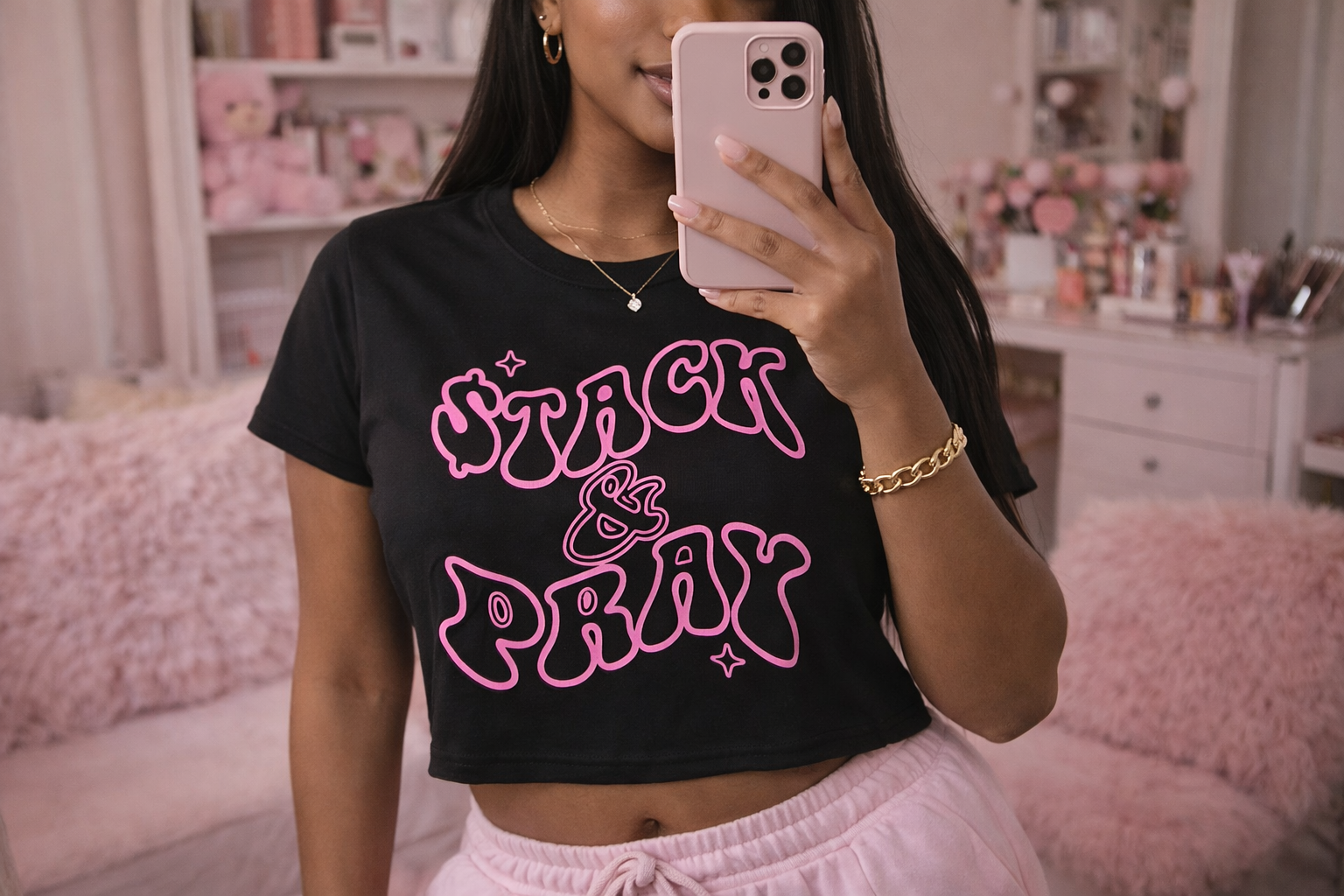 Stack & Pray Bubble Crop Tee